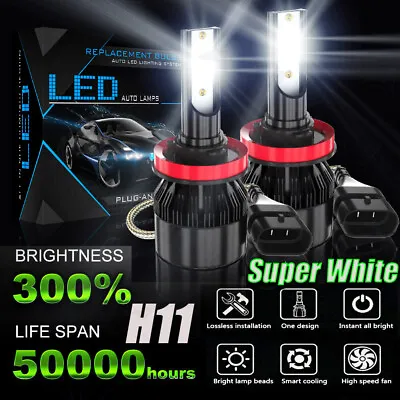 2PCS H11 LED Headlight Super Bright Bulbs Kit White 8000K 360000LM High/Low Beam • $15.99