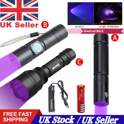 £10.99 • Buy UV Torch 365nm/395nm LED UV Flashlight Black Light Ultraviolet Blacklight USB UK