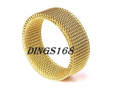 Genuine 18K Yellow Gold Filled Tarnish-FREE Italian Mesh Band Ring Size 8 N241 • $19.99