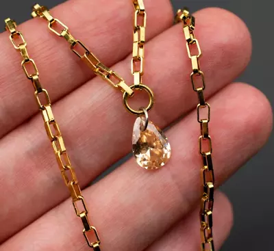 Swarovski Crystal Dangle Drop Necklace Gold Tone Box Chain Pendant Necklace • $28