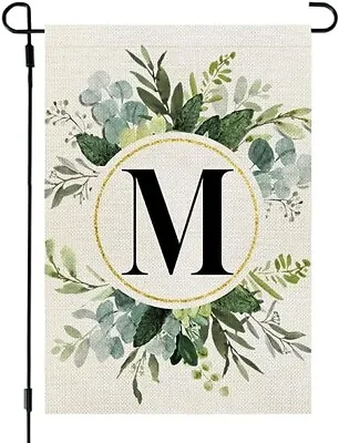 CROWNED BEAUTY Monogram Letter M Garden Flag Floral 12x18 Inch Double  • $12.99