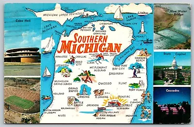 Postcard Southern Michigan Map 1964 A80 • $5.97