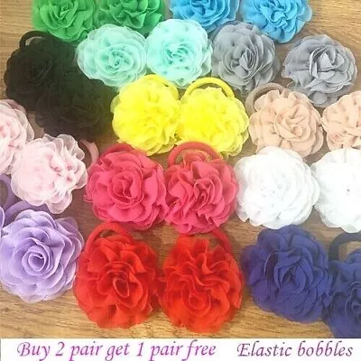 3 Inch Girls Flower Elastic Bobbles Bow School Baby Lot Hair Flower Kids Pair • £3.99