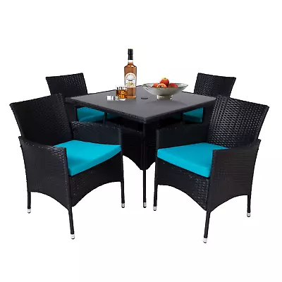 Outdoor Patio Bistro Set PE Rattan Dining Table Chairs Bar Stool Furniture Sets • $72.24