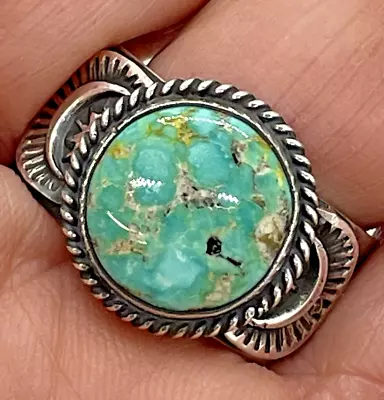 Navajo Sonoran Gold Turquoise Mens Ring Sz 10 Sterling By Sunshine Reeves 12.5g • $258.94