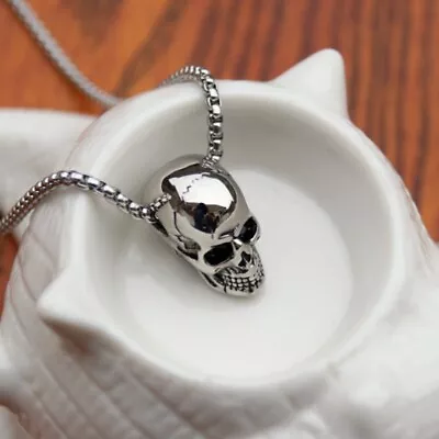 Gothic 925 Silver Skull Necklace Punk Women Men Party Band Jewelry Gift • $2.33