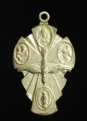 Vintage Sterling Four Way Cross Medal Religious Holy Catholic • $18.39