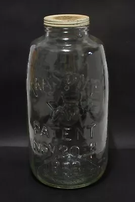 Mason's Glass Jerky Jar W/Lid Star Eagle Nov 30th 1858 5 Gallon Vintage 18  • $90