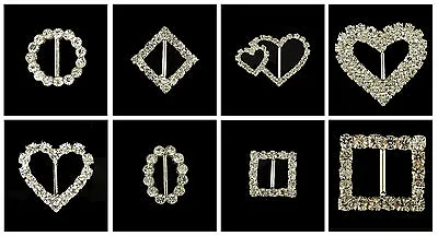 £2.49 • Buy Rectangle Circle Heart Square Diamond Rhinestone Crystal Buckle Ribbon Sliders 