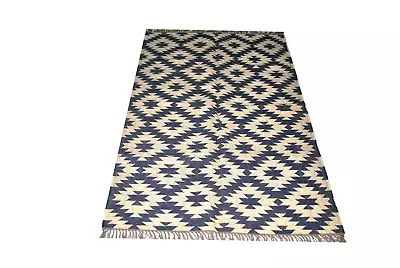 Rug Indian Kilim Jute Wool Area Rug Bedroom Turkish Rug Moroccan Hand Woven Rug • £276.95