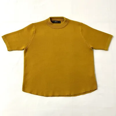 ZARA KNIT FOR Sweater Size S Mustard Yellow Short Sleeve Women Top Fall Clothing • $17.99