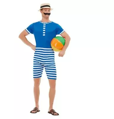 Adult Male Edwardian Victorian 1920's Bathing Swimming Suit Fancy Dress Costume • £24.49