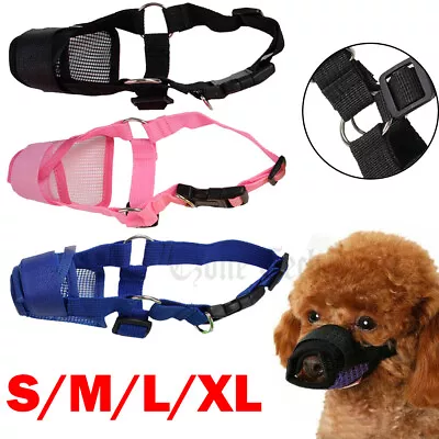 Dog Muzzle Mouth Cover Anti Bite Barking Chewing Mesh Mask Small Large Pet Cat • $6.02