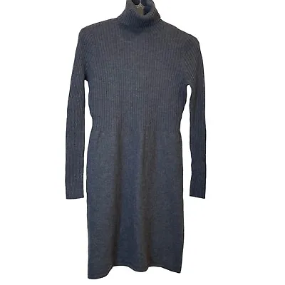 Talbots 100% Merino Wool Sweater Dress Sz M Turtleneck Long Sleeve Ribbed Upper • $35.98