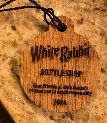 Jack Daniels White Rabbit Bottle Shop Decanter Wooden Bottle Tag 2024!!!! • £19.27