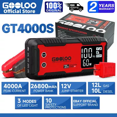 GOOLOO 4000A Car Jump Starter Power Bank Battery Charger 12V Booster Portable UK • £115.99