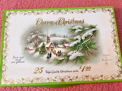 Vintage Christmas Cards Unused Box Sparkle 21 Hampshire Made In USA 14.5”x9.5” • $58.50