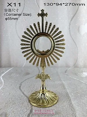 + Nice Brass Ornate Monstrance Reliquary For Church Or Home Relic 10.63 H X11 • $159