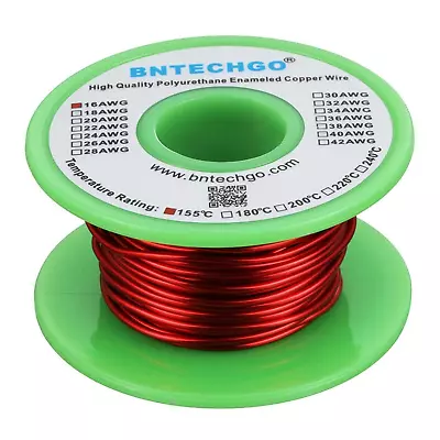 BNTECHGO 16 AWG Magnet Wire 4oz - 0.0492  Red Enameled Copper Coil • $16.49