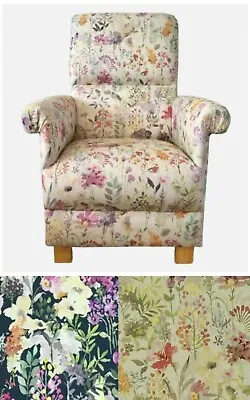 Fryetts Aylesbury Fabric Adult Chair Armchair Floral Accent Flowers LIlac Navy  • £229.99