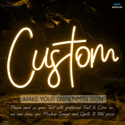 $99 • Buy Custom LED Neon Sign Acrylic Home Decor Logo Signs Logo Design Neon Light Bar