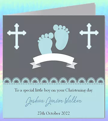 £3.49 • Buy Personalised Christening Card Baptism Boy Male Son Godson Grandson CC6