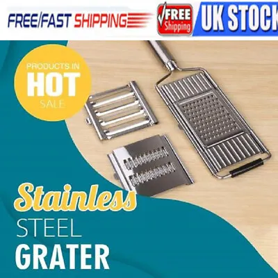 3 In1 Multi-Purpose Vegetable Slicer Stainless Cutter Peeler Steel Grater Tool • £9.21