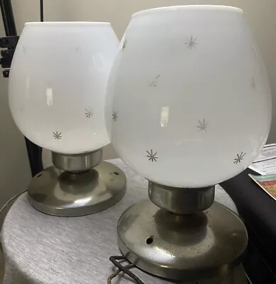 2 Mid Century Atomic Age Starburst Glass Ceiling Lamp Lights & Glass Shades  • $39.99