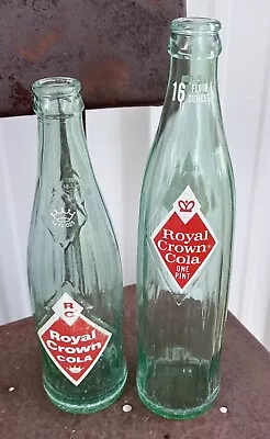 Lot Of 2 Vintage RC Cola Bottles 12oz & 16oz Royal Crown ACL Diamond Label • $11.13