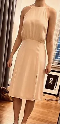 $50 • Buy Zimmerman High-Neck Silk Cocktail Dress In Light Apricot (Size 2)