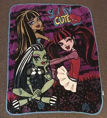 Monster High Scary Cute Silky Soft Fleece Throw Blanket Cleo Frankie Draculaura • $24.97