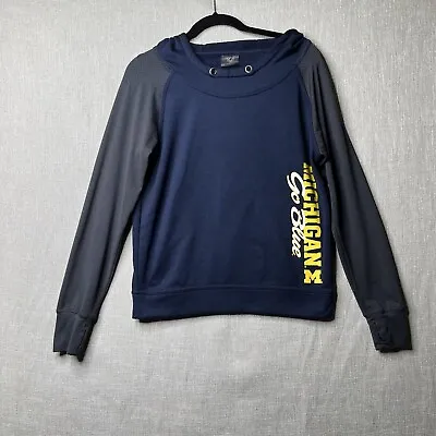 Michigan Wolverines Sweater Womens Large Blue Yellow Hoodie Sweatshirt Colosseum • $12.50