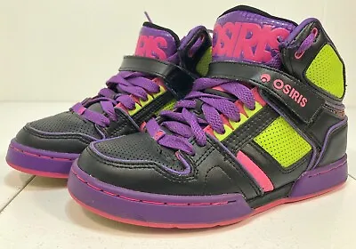 OSIRIS NYC 83 SLM GIRLS Skate Shoes Sneakers Sz 6 Lime Pink Purple Black OG • $72