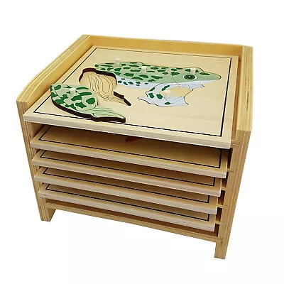 5 Animal (with Skeleton) Puzzles With Cabinet - MONTESSORI ZOOLOGY MATERIALS • $58.26