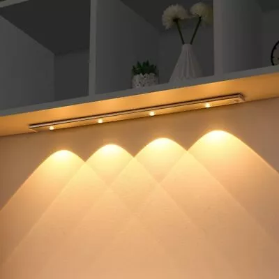 PIR Motion Sensor LED Light Strip USB Rechargeable Wireless Cabinet Closet Lamp • £3.88