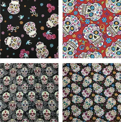 Halloween Folkloric Skull Floral Gothic Funky *CHOOSE DESIGN* Quilting Fabric • $6.75