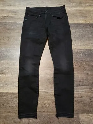 R13 Boy Skinny In Black Drop Hem Jeans Midrise Style# R13WM0086-847B Size 26 (ZZ • $70