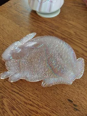 Rare Fenton Martha Stewart By Mail Bunny Rabbit Pink Iridescent Glass Dish • $19.95