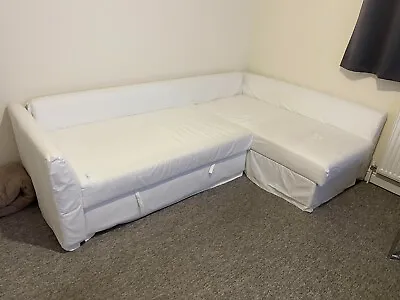 IKEA HOLMSUND Cover For Corner Sofa-Bed - Ransta White Used Good Condition • £99.99