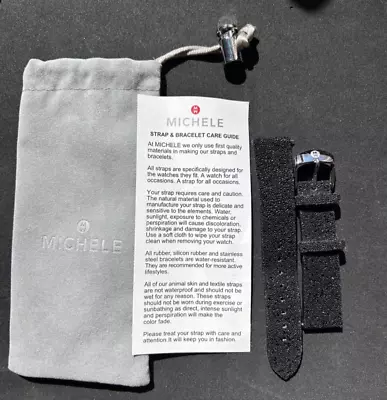 Genuine MICHELE Leather 18 Mm BLack Sparkler Watch Band Strap • $22.50