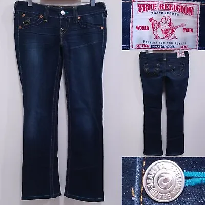 True Religion Rockstar Gina Blue Denim Jeans Size 28 Woman's Pants 30  Inseam • $16.89