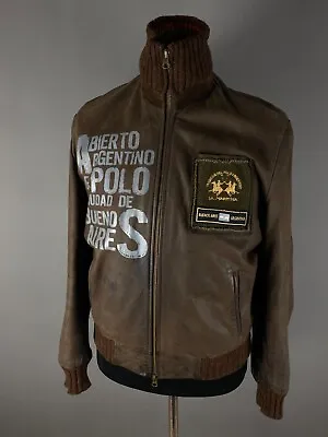 La Martina Leather Jackets Argentino Polo Super Rare Brown Size M • $374