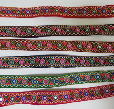 £2.99 • Buy Sequince Bead Embroidery Indian Sari Border Lace Ribbon Trim Ethnic Craft 1 Feet