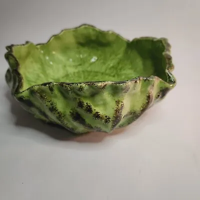 Vtg 1965 Pottery Ceramic Green Cabbage Lettuce Leaf Salad Serving Avonelle Bowl • $28