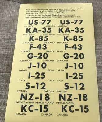 $0.99 • Buy 1990 America’s Cup Model Yacht Building Decal Sheet