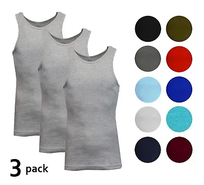 Men's 3 Pack Ribbed Tank Top Shirts Muscle Sleeveless Gym Beach Undershirt NWT • $20.47
