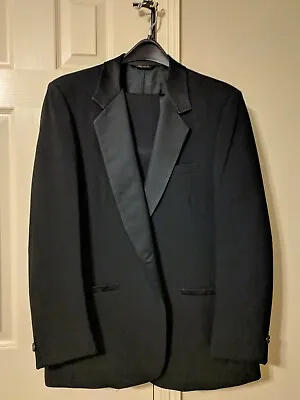 Vintage Pierre Cardin Black Classic Tuxedo 44R Jacket Adjustable 34R Pants • $99.99