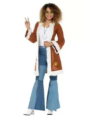 Adult Female 1960s Afghan Peace Hippie Fancy Dress Party Costume • £23.89