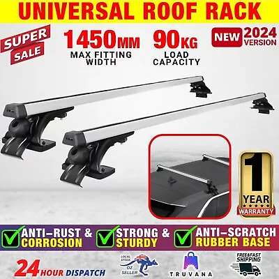 Universal Car Roof Rack 1450mm Cross Bars Aluminium Silver Adjustable Brackets C • $101.73