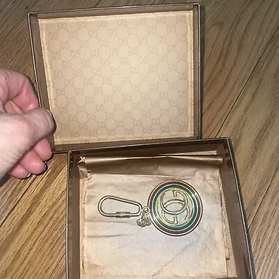 Vintage Gucci GG Gold Tone Key Ring Chain Holder Made In Italy With Box • $70